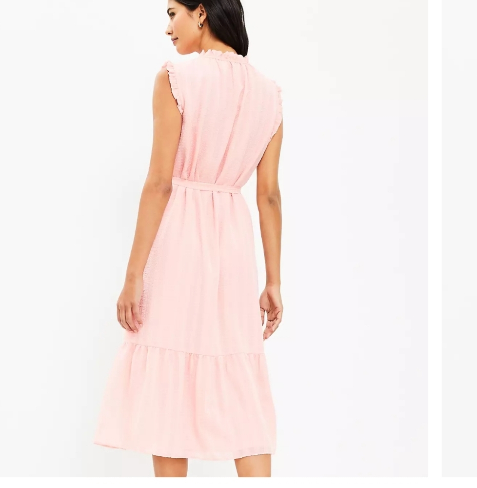 LOFT Ruffle Sleeveless Midi Dress - Picture 2 of 7